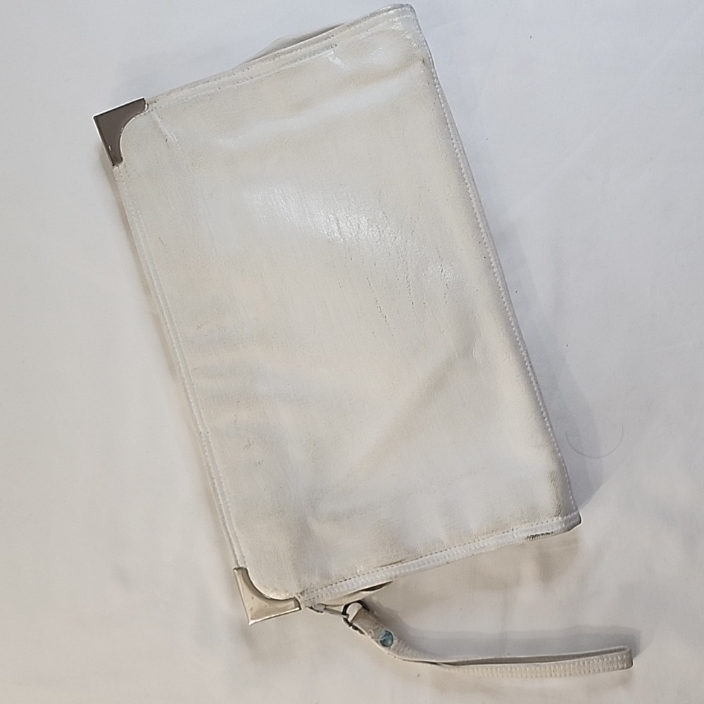 Vintage SM Co. White Leather Clutch Purse Handbag Wristlet